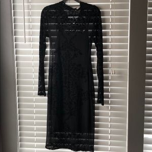 Black embroidered mesh dress